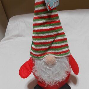 NEW CUTE Holiday Christmas Decor 14" weighted GNOME white faux fur beard 🎄🎅